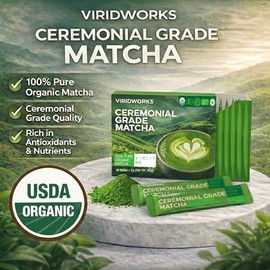 ViridWorks Organic Matcha Single Serve Sticks - 30 Pack