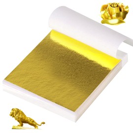 24K Papel de Oro-100 Páginas, Hoja de Oro Arte Diseño Marco Dorado Materiales Decorativos, Oro Hojas de Hoja de Imitación - No Comestibles
