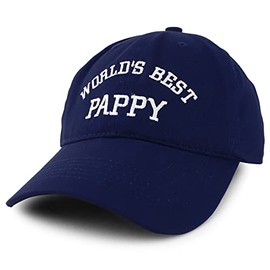 Trendy Apparel Shop World's Best Pappy Embroidered Low Profile Soft Cotton Baseball Cap, Navy, One Size