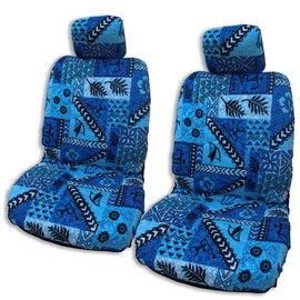 Winnie Fashion Hawaiian Car Seat Covers (Tapa Blue, Regular No Customization)