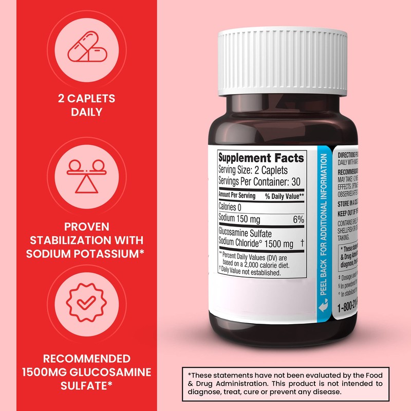 Dona Crystalline Glucosamine Sulfate, 750 Mg, Joint Supplement Pills for