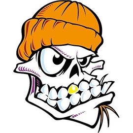 Skull Funny Car Bumper Sticker Decal 4" x 5"