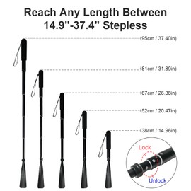 TriPro Shoe Horn Long Handle -15"-37" Telescopic Metal Shoe Horn Adjustable Length, Aluminum Alloy, Portable Long Handled Shoe Horn, Shoe Horn Long Handle For Seniors Men Women Kids