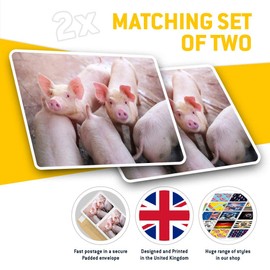 Rectangle Stickers (Set of 2) 10cm - Cute Pink Pig Farm Animal Fun Fun Decals for Laptops,Tablets,Luggage,Scrap Booking,Fridges, #2325