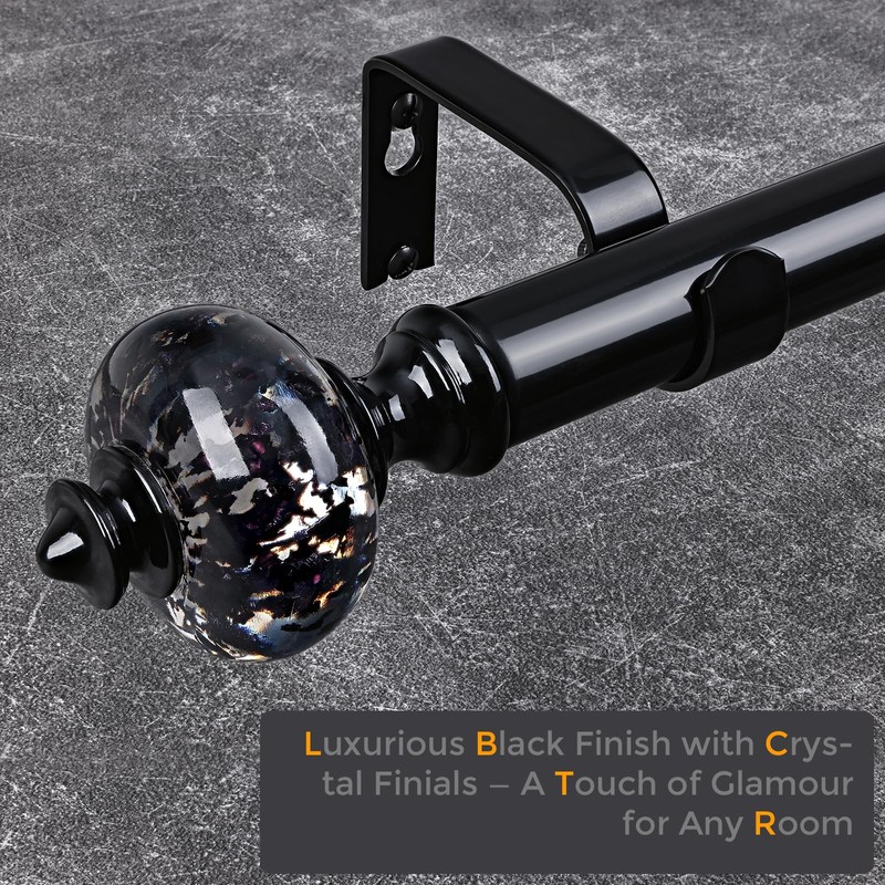 JRZOO Black Curtain Rod for Windows 48 to 84 Inches,