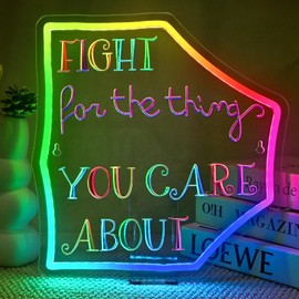 Wanxing Fight for the Thing You Care About Neon Sign, Adjustable Brightness LED Sign, Feminist and Women Inspirational Quotes Neon Lamp, Great Gifts for Feminists