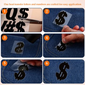 NUOBESTY Vinyl Letters Stickers Iron On Alphabet Stickers for Clothes Window Mailbox Self Adhesive Vinyl Decals Clothes Appliques Black 10 Sheets