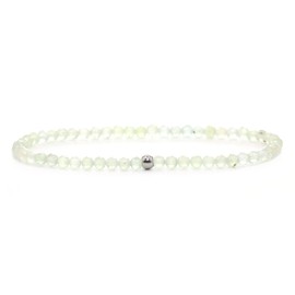 Echtes Prehnit Edelstein Armband mit facettierten 3mm Perlen - verschiedene Längen - Heilstein Schutzstein Edelsteinarmband Glücksbringer Talisman Geschenk (Prehnit, 18CM)