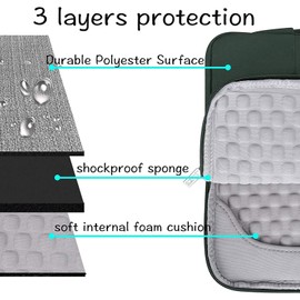 MOSISO Laptop Sleeve Compatible with MacBook Air/Pro, 13-13.3 inch Notebook, Compatible with MacBook Pro 14 inch M3 M2 M1 Chip Pro Max 2024-2021,Polyester Multifunctional Bag, Midnight Green