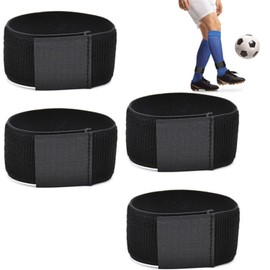 Football Shin Pad Holder, 2 Pairs of Football Shin Pads Socks, Non-Slip Tape Shin Pads Band, Football Support Holder, Freely Adjustable, Suitable for Children and Adults, Unisex