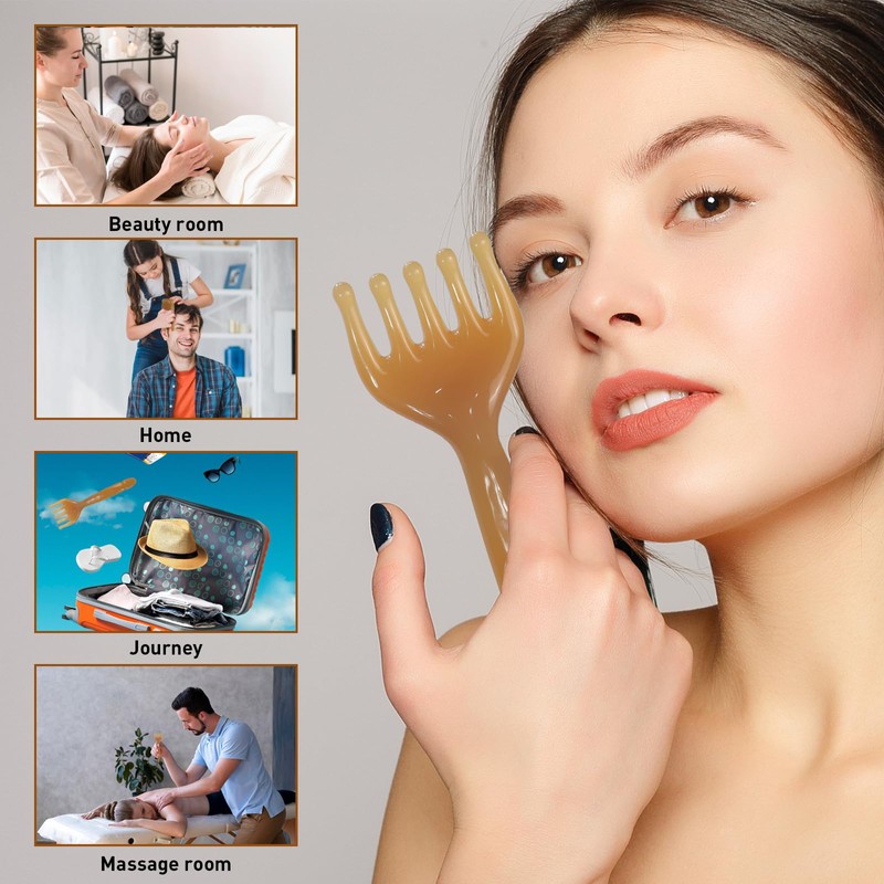 2 Stück Gua Sha Kamm, Kopfmassagegerät Kopfhaut Massagebürste Gesicht Massagegerät,