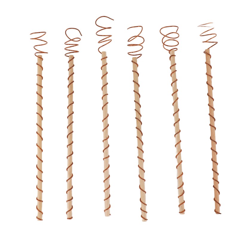6PCS Electroculture Plant Stakes 10 Inch Natural Wood Stake Wrapped
