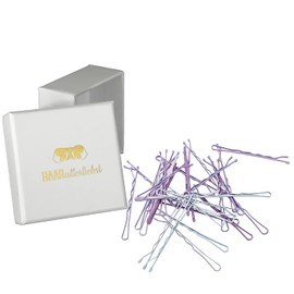HAARallerliebst Bobby Pins Hair Clips (30 Pieces | White Pink Purple | 5 cm with Box for Storage (Box Colour: White)
