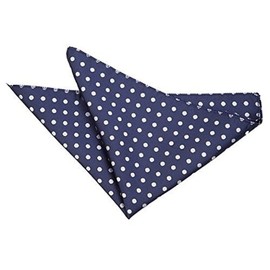 DQT Woven Polka Dot Classic Patterned Fashion Casual Pocket Square Handkerchief - Navy Blue