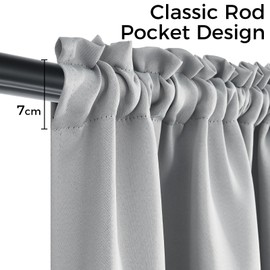 MRTREES Kitchen Waterproof Curtains, Blackout Thermal Curtains with Rod Pocket for Bedroom Cafe Cupboard Caravan Bay Window, 2 Panels 75x115 CM 30x45 Inch Light Grey