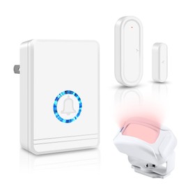 KCMYTONER Door Chimes When Door Opens,Door Bell Chime,Wireless Motion Sensor Door Chime,Alarm for Doors When Opening,600ft Long Range,48Ringtones, Volume Adjustable,Night Light Function