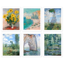 Ink Inc. Impresionist Master Painters Monet Van Gogh Paintings | Decoración de pared de museo | Nenúfares girasoles océano | (Juego de 6 pinturas Monet de 8 x 10 pulgadas)