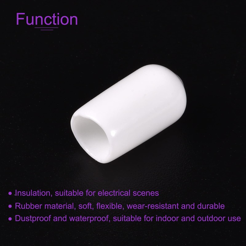 DMiotech 200 Pack 5/16" ID White Screw Thread Protectors Rubber