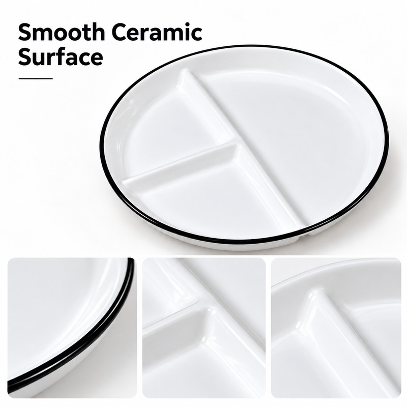 Ceramic Divided Plate for Kids – 3-Section Cartoon Dinner Dish