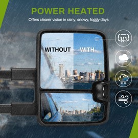 AUTOSAVER88 Towing Mirrors Compatible with 1999-2002 Chevy Silverado Sierra 1500 2500, 2001-2002 GMC Yukon XL Denali, LED Turn Signal Light Power Heated Telescoping Tow Mirrors Pair Set Chrome