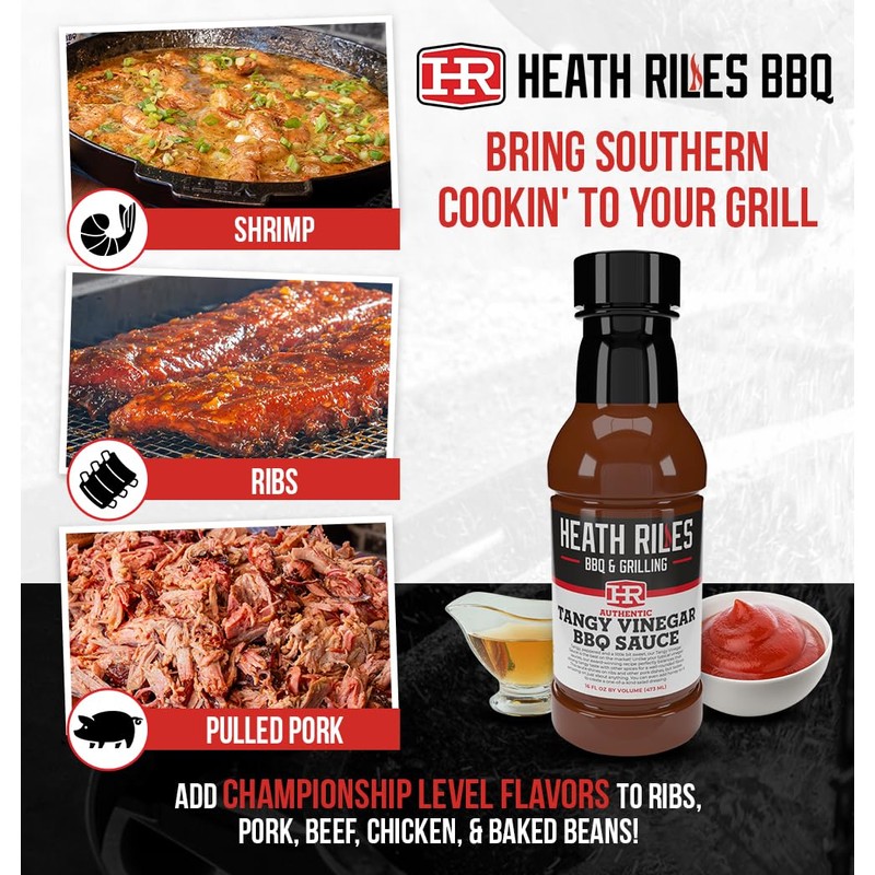 Heath Riles BBQ Tangy Vinegar Barbecue Sauce, Champion Pitmaster Recipe,
