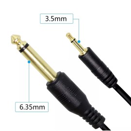 5ft 6.35mm 1/4" to 3.5mm 1/8" Mono Male TS Stereo Audio Adapter Conversion Cable