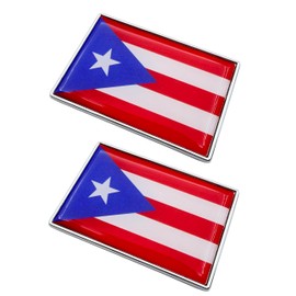 2 Pcs 3D Puerto Rico Puerto Rican Flag Metal Car Stickers Chrome Decals,2.3 x 1.6 Inch Metal Truck Stickers,Patriotic Car Motorcycle Emblem.