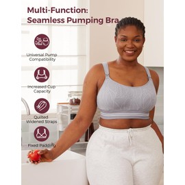 Momcozy Seamless Pumping Bra Hands Free, Fixed Padding Hands-Free Pumping & Nursing Bra, Wireless Comfort Pumping Bra
