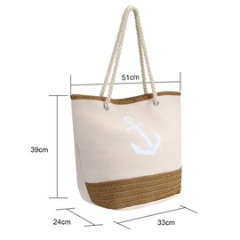 Flintronic® Large Beach Bag with Zip and Inner Pocket, Waterproof Beach Bag, Shopper Bag for Women, Shoulder Bag, Shopping Bag