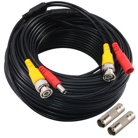 Yeung Qee 30M BNC video power cable security camera Cable with 2 Female Connetors for All HD CCTV DVR Surveillance System