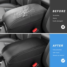 INTGET Car Center Console Armrest Cover for Subaru Ascent Accessories 2019-2023 2024 Leather Middle Console Arm Rest Box Lid Seat Cover Protector Cushion Saver (Carbon Fiber Texture, 2019+)