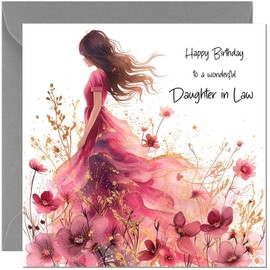 Beautiful Daughter in Law Birthday Card - Elegant Girl - Special Birthday Cards for Daughter in Law