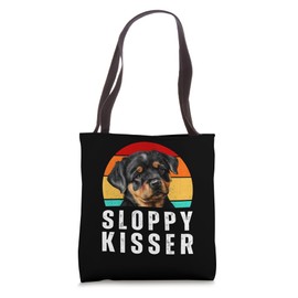 Funny Rottweiler Puppy is a Sloppy Kisser Rottie Dog Kisses Tote Bag