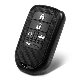 WORCAS Key Fob Case Carbon Fiber Pattern Silicone Cover Compatible with Honda Accord Touring Civic CR-V Insight Insight EX Odyssey Passport Pilot 5 Button Keyless Entry Remote