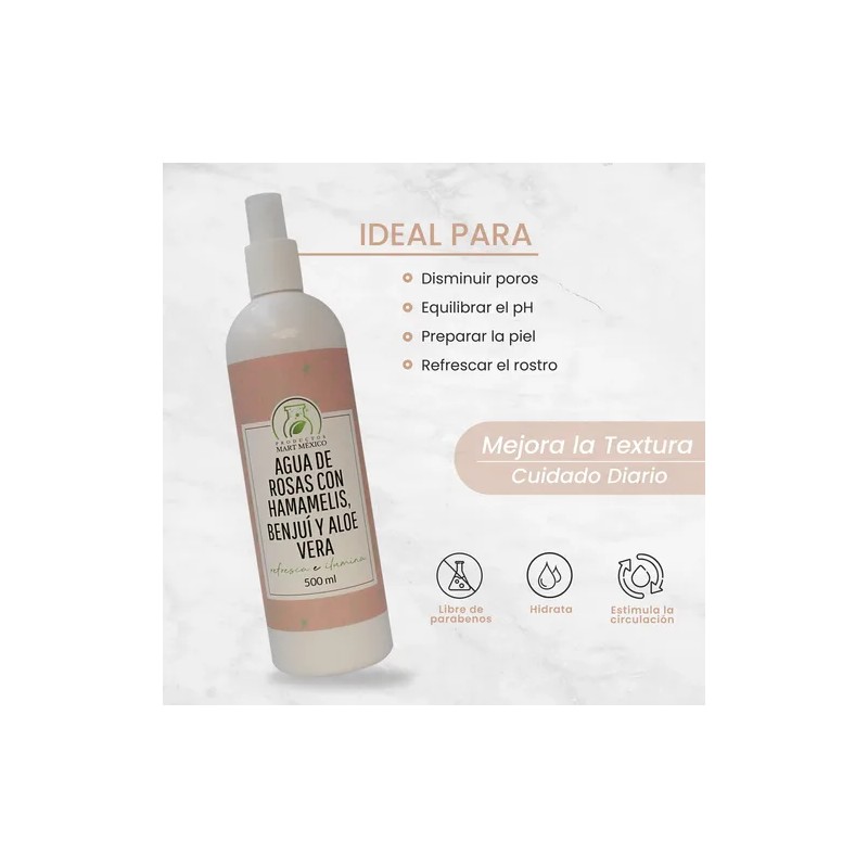 Agua De Rosas, Hamamelis, Benjuí Y Áloe Vera (500ml) 6pack