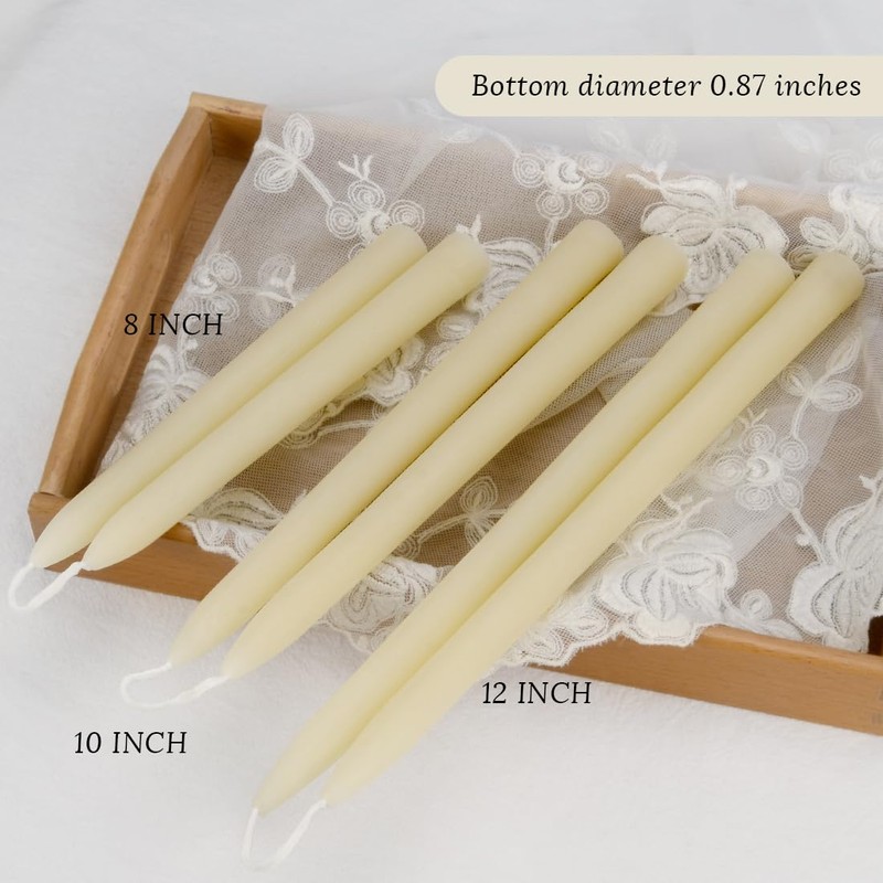 24 Pack Beeswax Taper Candles in Bulk 8 inch Tall