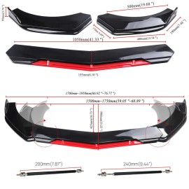 Front Bumper Lip Splitter Lower Spoiler Body Black+Red For Dodge Ram 1500