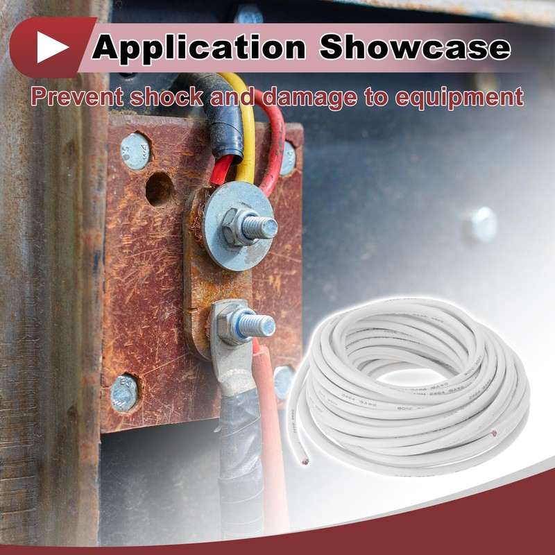 HEROFFIX Electrical Ground Wire Automotive Power Wire 66FT White TC