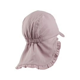 Sterntaler Peaked Cap Neck Ruched – Girls' Cotton Hat with Neck Protection – UV Protection 50+ Sun Hat with Ruffle Edge – Summer Headgear – Elastic Band at the Neck, Mauve, 49