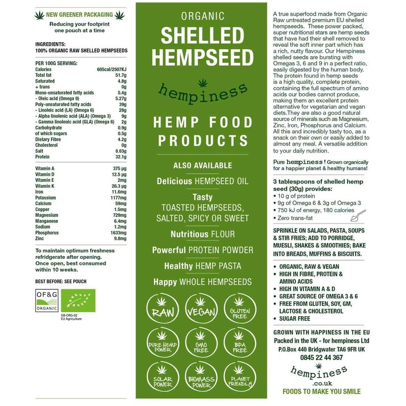 Hempiness Organic Premium Shelled (Hulled) Hempseed 500g | EU Raw