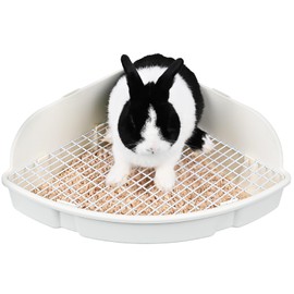 RUBYHOME Rabbit Litter Box Large Bunny Guinea Pig Corner Litter Box Potty Trainer Bigger Pet Pan Hamster Bedding Cage Litter Fanshaped for Adult Guinea Pigs Chinchilla Ferret, 20 in x 13.2 in x 6 in