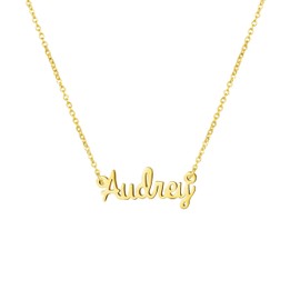 Awegift Gift for Women Name Necklace Big Initial Gold Plated Best Friend Jewelry Audrey