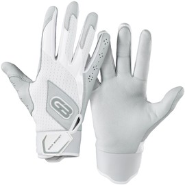 Grip Boost Loaded Baseball Batting Gloves with Boost Plus Leather - Adult Sizes (White, X-Large)