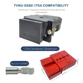 Trailer Vision 175 Amp Anderson Connector Plug Cover with Metal Plate - Dust Cover Assembly Panel Surface Mounting Kit 175A SB175 2-1/0 AWG Bracket for Caravan Truck Camper Van Motorhome Trailers