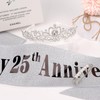 YARIEW 25th Anniversary Decorations, Silver Crown and Happy 25th Anniversary