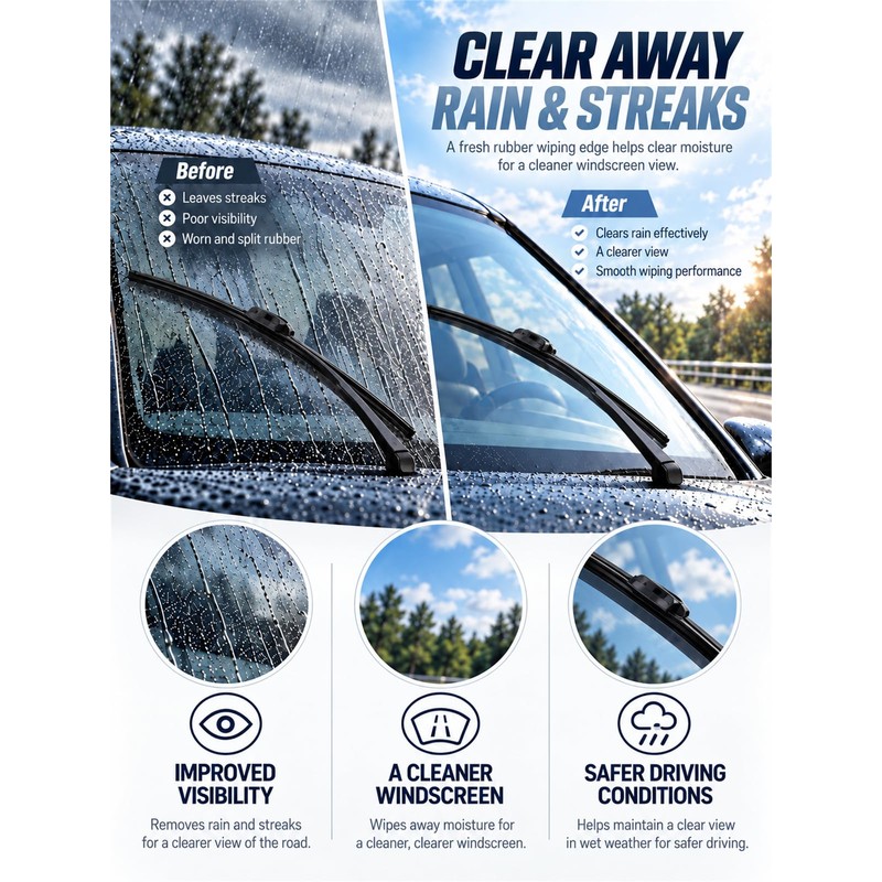 Windshield Wiper Blades, 22"+22", Stable, Quiet, All Season 2 Pack