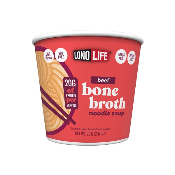LonoLife - Copa de caldo de carne de hueso de vaca por LonoLife, Grass Fed, 20 g de proteína de colágeno, 6 unidades
