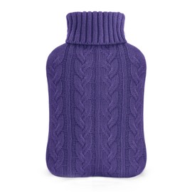 samply Hot Water Bottle with Knitted Cover, 2L Hot Water Bag for Hot and Cold Compress, Hand Feet Warmer, Neck and Shoulder Pain Relief, Lilac