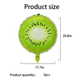 Kiwifruit Balloons Foil Fruity Balloons Summer Foil Balloon for Kiwifruit Themed Party Decoration Supplies Birthday Decor Ballons Hawaiian Decorations Summer Fruity Arch Kits Party Balloon Sets 3 PCS