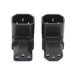 Riertostng 1Pair 90 Degree IEC 320 C14 Male to C13 Female Converter Adapter, Up & Down Angle Extension Connector Plug 10A 250V, for Monitor, Computer, PDU Chassis, Printer etc - 2Pcs